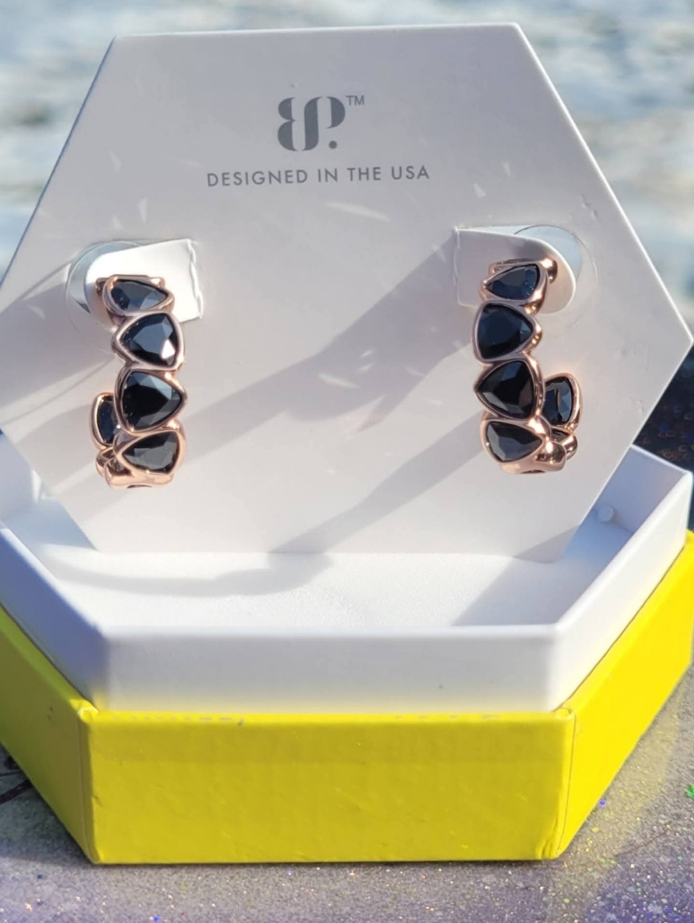 Black Onyx Hoop Earrings